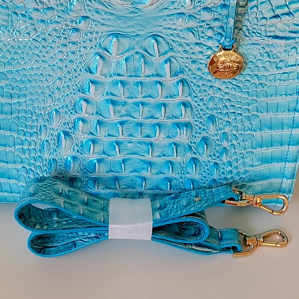 NWT 🌹Brahmin Caroline Handbag Dusty Blue Melbourne Collection leather - Picture 9 of 16